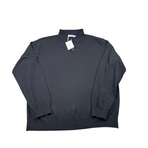 Collars & Co. Black Australian Merino Wool Men's Jumper Sweater Size 2XL NWT